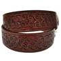 Handmade Brown Leather Western Belt: Removable Buckle, Hand Tooled