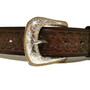 Handmade Brown Leather Western Belt: Removable Buckle, Hand Tooled