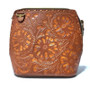Hand Tooled Leather Shoulder Bag: Brown Cowgirl Boho Bag