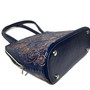Handmade Tooled Navy Leather Shoulder Bag: Cowhide Suede-Lined Purse