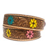Handmade Leather Belt: Floral Engraved Buckle, Boho Cowgirl Style