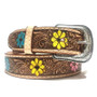 Handmade Leather Belt: Floral Engraved Buckle, Boho Cowgirl Style