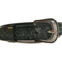Hand Tooled Black Leather Kids Belt: Snap Buckle, Rodeo Style