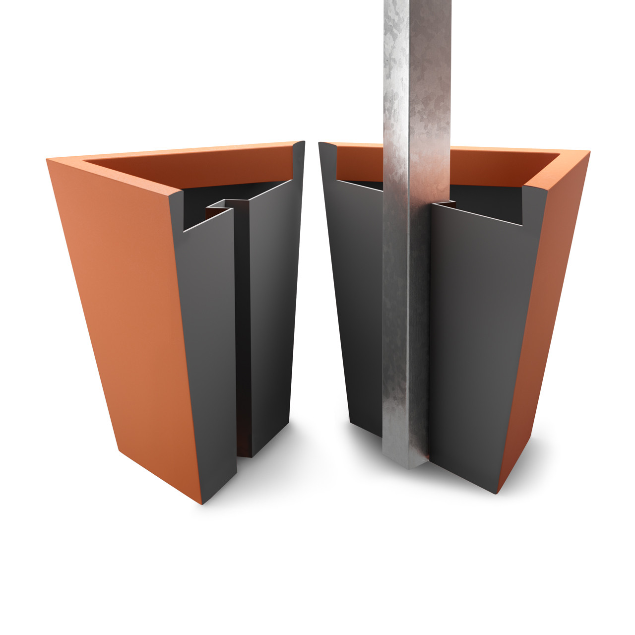 Manhattan Fiberglass Tapered Square Shape 2 Piece Post Planter in