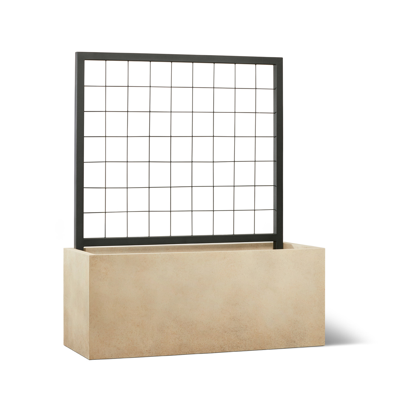 Modern Fiberstone Rectangular Planter with Trellis