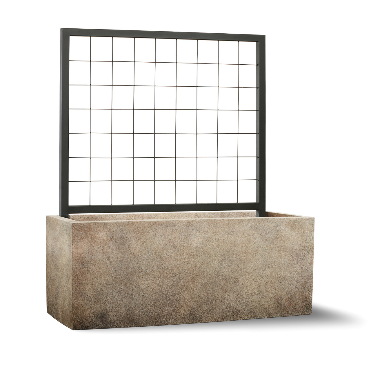 Modern Fiberstone Rectangular Shape Planter in 10 Finishes with Trellis