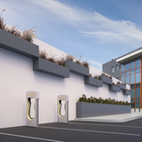 Wall planters installed on a parking garage.