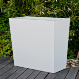 White modern tapered rectangle planter.