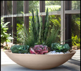 Modern Low Bowl planted with succulents and rock arrangement-quick ship