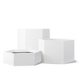 Hexagon planters shown in white.