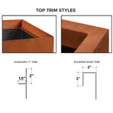Steel planter top trim options graphic
