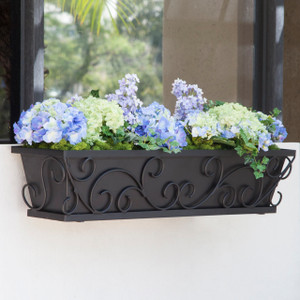Regalia window box with black galvanized liner. Regalia window box with black galvanized liner.
