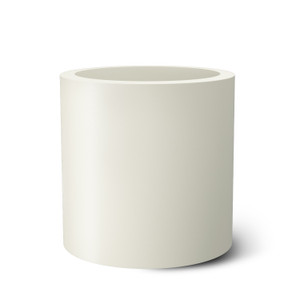 White Modern Round Fiberglass Planter on white background White Modern Round Fiberglass Planter on white background