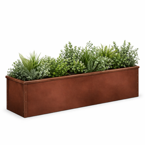 Oil Rubbed Bronze Galvanized 2-in-1 Metal Window Box or Liner with assorted green plants