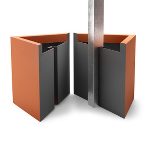 A Modern fiberglass square flower pot for posts