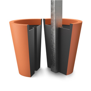 Manhattan tapered round planter shown in terracotta in the open position. Manhattan tapered round planter shown in terracotta in the open position.