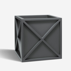 Square Xander planter shown in charcoal. Square Xander planter shown in charcoal.