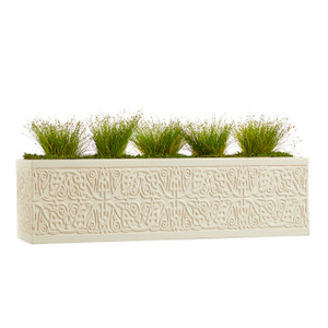 Jaadar window box with flowers with natural finish.