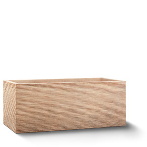 Dune Fiberstone Rectangular Planter with a horizontal pattern.  Antigua finish.