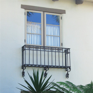 Salerno Faux Balcony installed under a window, giving it a French Door feel.
