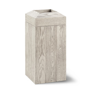 Tetra madera trash receptacle shown in a drift finish Tetra madera trash receptacle shown in a drift finish