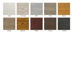 Madera color swatches in fiberglass, 10 different wood tones