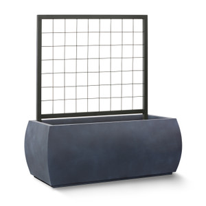 Kahn planter shown in zinc with a powder coated trellis Kahn planter shown in zinc with a powder coated trellis