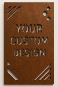 Custom made to order steel panels says "Your Custom Design"