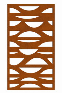Tramonto steel panel design in corten finish on white background Tramonto steel panel design in corten finish on white background