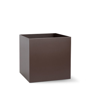Modern powder coated aluminum planter.  Shown in black fox.
