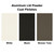 Powder Coat Color chart for aluminum lids, White, Black, Bronze Tone