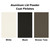 Powder Coat Color chart for aluminum lids, White, Black, Bronze Tone