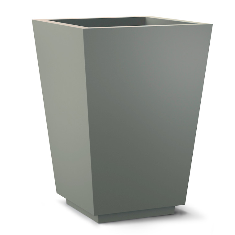 Marek tapered square planter shown in dark gray.