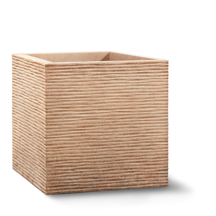 Dune planter with horizontal texture.  Shown in an antigua finish