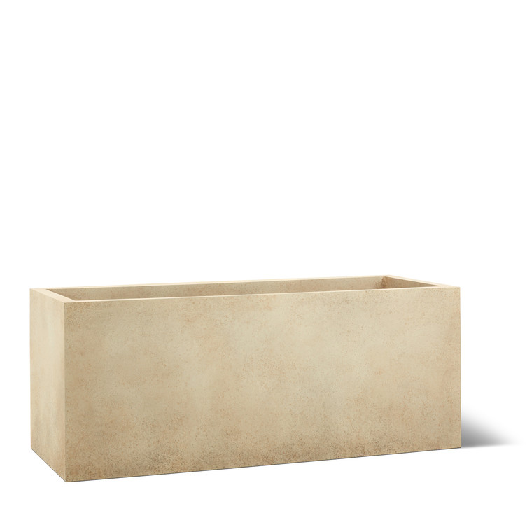 Modern fiberstone faux-cement planter in tiza finish.