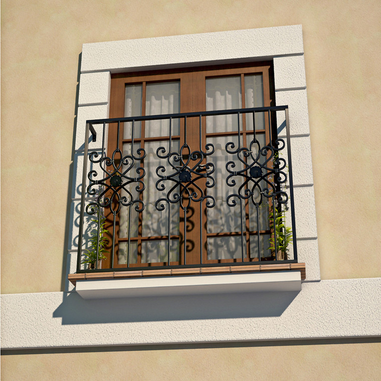 Ansedonia Faux Decorative Balcony mounted to a set of windows