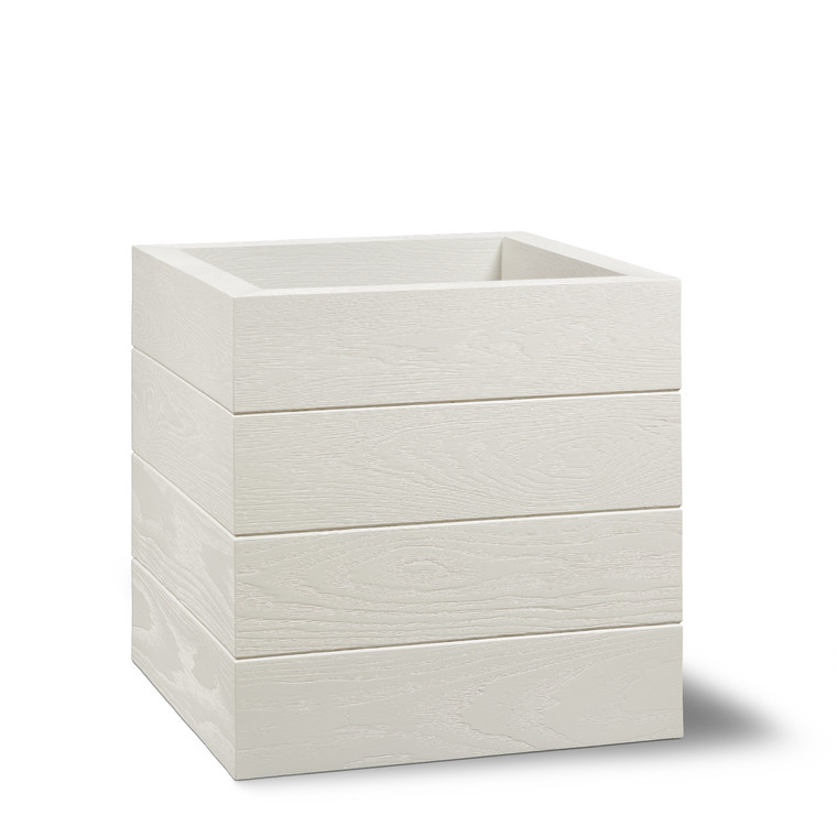 Square white madera planter