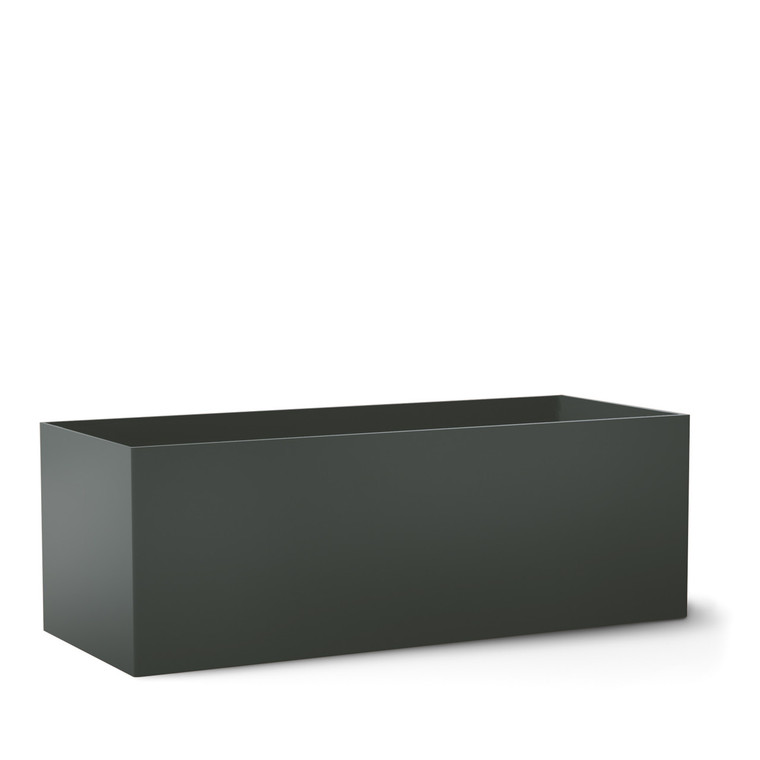 Modern powder coated aluminum rectangle  planter.  Shown in charcoal.