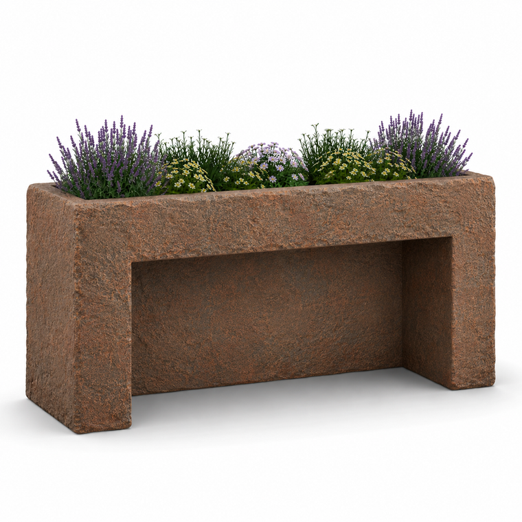 ADA-Friendly Provinicial Fiberstone Raised Garden Planter with Wheelchair Access in Oxido finish