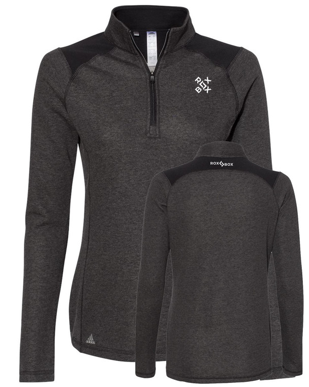 Adidas - Women's Heathered Quarter Zip Pullover with Colorblocked Shoulders