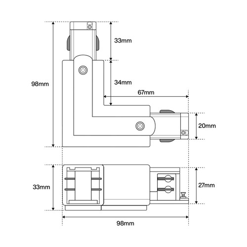 Connettore Tipo "L" Trifase Bianco, Alimentazione Centrale, SX Connettore Tipo "L" Trifase Bianco, Alimentazione Centrale, SX