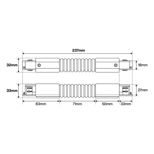 Connettore FLESSIBILE per binario trifase bianco Connettore FLESSIBILE per binario trifase bianco
