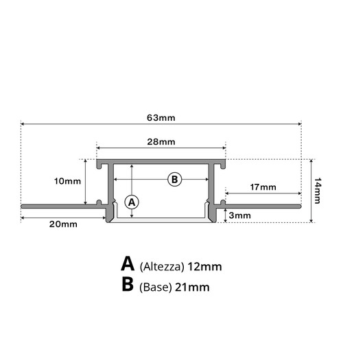 Profilo da incasso per Cartongesso Slim in Alluminio per striscia LED Profilo da incasso per Cartongesso Slim in Alluminio per striscia LED