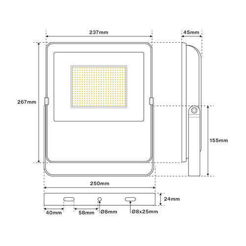 Proiettore LED 100W IP65 145lm/W Proiettore LED 100W IP65 145lm/W