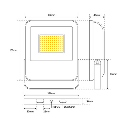 Proiettore LED 30W IP65 145lm/W con Osram chip LED