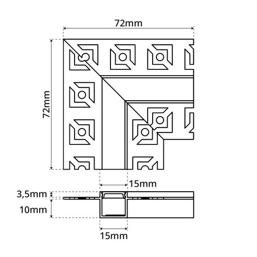 Angolo di Giunzione 90° per Profilo da Incasso Cartongesso Alluminio Angolo di Giunzione 90° per Profilo da Incasso Cartongesso Alluminio