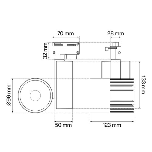Faretto LED 40W Nero per Binario Monofase CRI90 Faretto LED 40W Nero per Binario Monofase CRI90