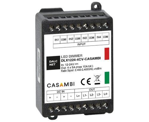 Controller/Dimmer LED 4 Canali, 12/24Vdc 10°, 2,5° a canale (max 120W/240W) Monocolore, Bianco variabile, RGB, RGBW