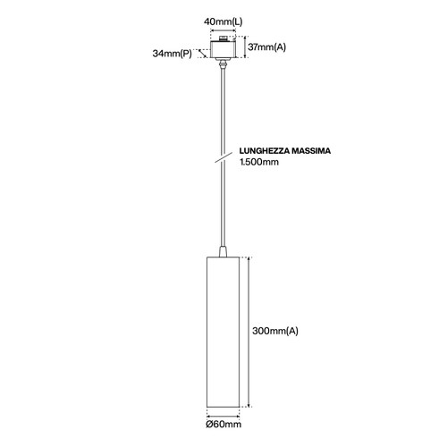 Lampadario a sospensione GU10 per binario monofase - Nero