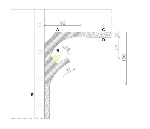 Taglio di luce indiretta per 1 o 2 strip led Taglio di luce indiretta per 1 o 2 strip led